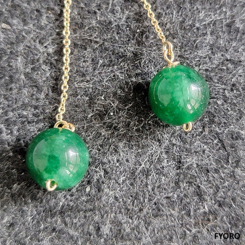 Dangling Deep Burmese Jade Earrings (with 14K Gold)