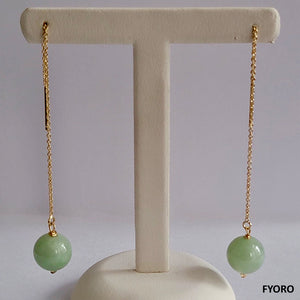 Dangling Spring Burmese Jade Earrings (with 14K Gold)
