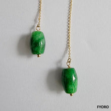 Load image into Gallery viewer, Dangling Cylindric Deep Burmese Jade Earrings (with 14K Gold)