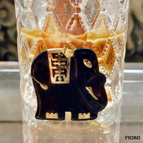 Shanghainese Onyx Elephant Pendant (with 14K Gold)