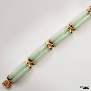 Double Fu Fuku Fortune Spring Jade Bracelet (with 14K Gold)