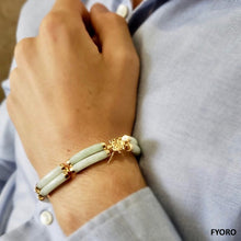 Load image into Gallery viewer, Double Fu Fuku Fortune Spring Jade Bracelet (with 14K Gold)
