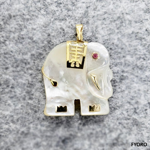 Shanghainese White Pearl Elephant Pendant (with 14K Gold)
