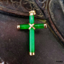 Load image into Gallery viewer, Xi&#39;an Jade Cross Pendant (with 14K Gold)