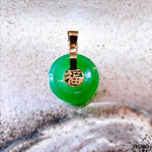 Load image into Gallery viewer, Lantau Xiao Jade Fu Fuku Fortune Pendant (with 14K Gold)