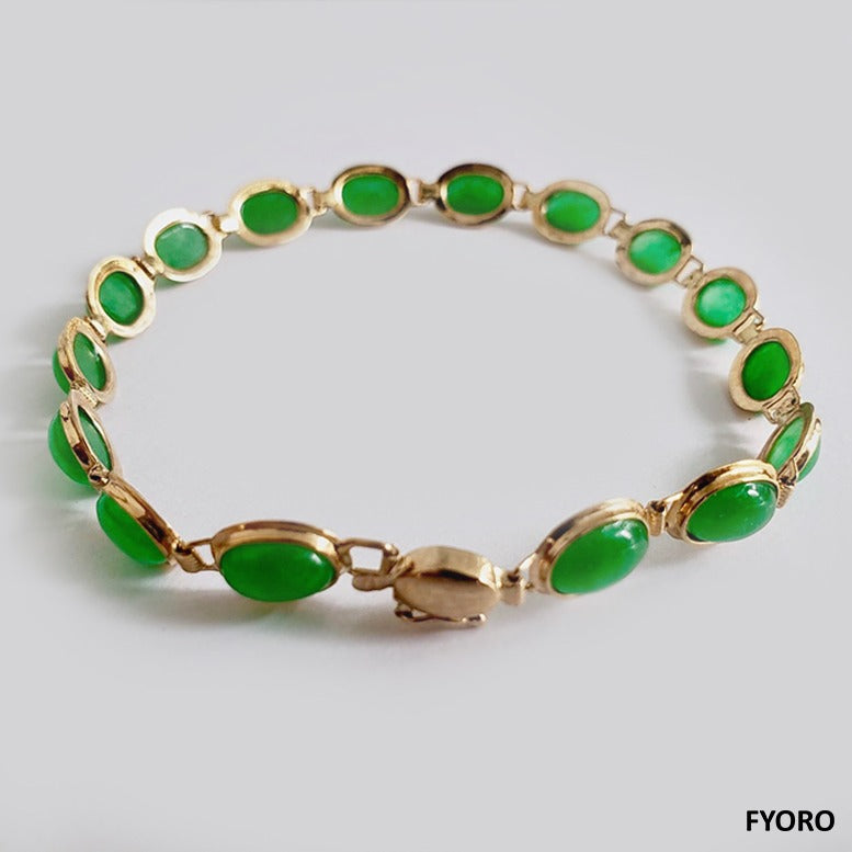 14K Jadite Jadeite Bangle Bracelet 1930s Vintage Natural Jade (item  #1339650)