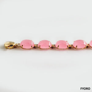 Tibetan Pink Jade Bracelet (with 14K Gold)