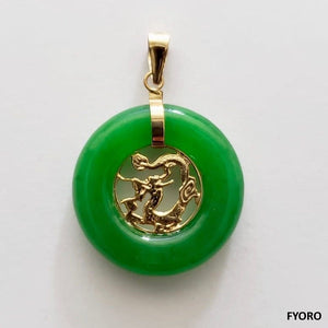 Lantau Zhong Jade Dragon Pendant (with 14K Gold)